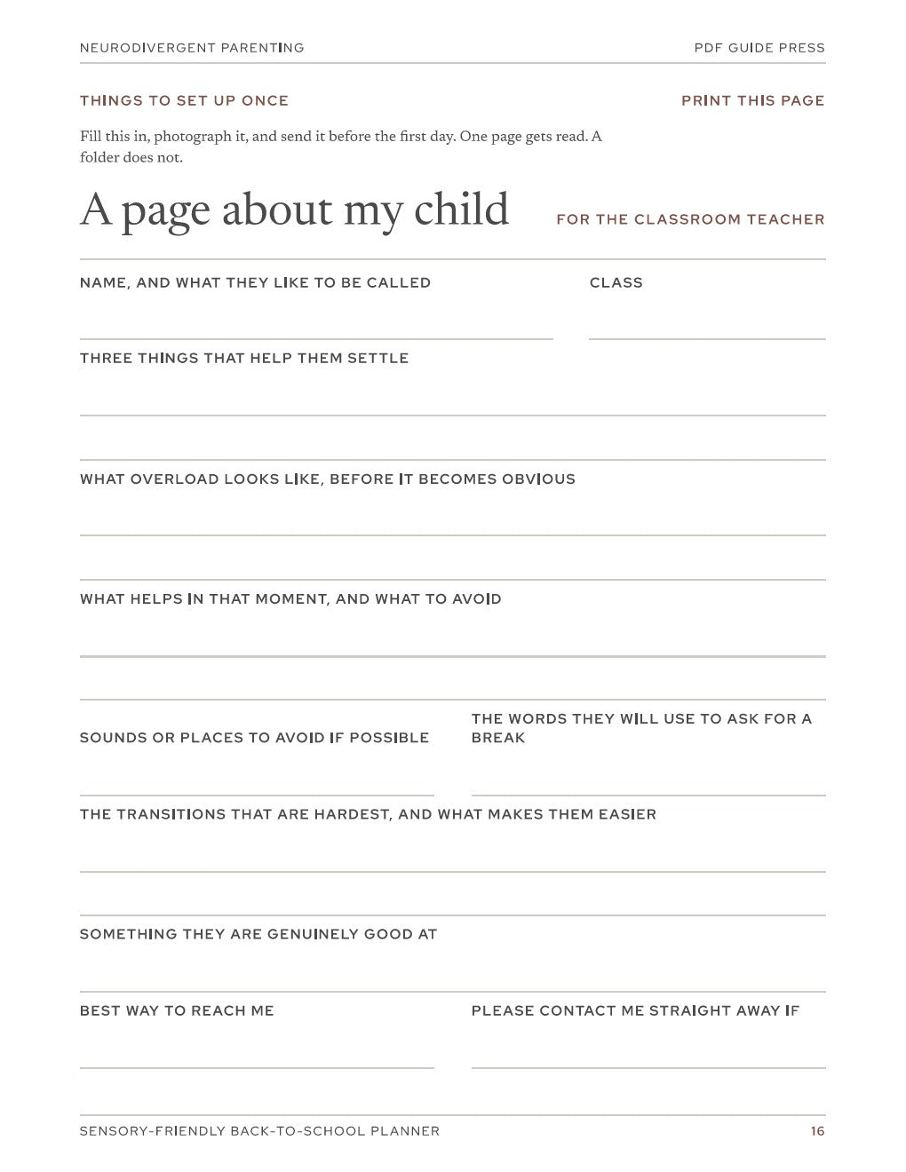 Sensory-Friendly Back-to-School Planner
