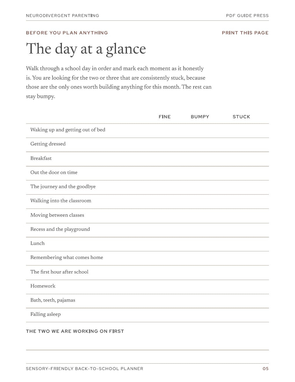 Sensory-Friendly Back-to-School Planner
